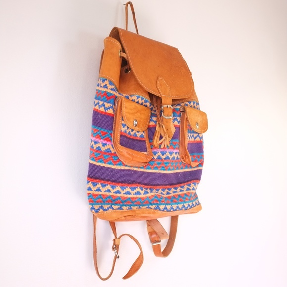 vintage leather backpack | vtg bohemian backpack main image 5